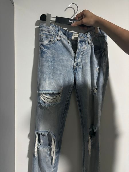 Light Blue Distressed Ripped Jeans