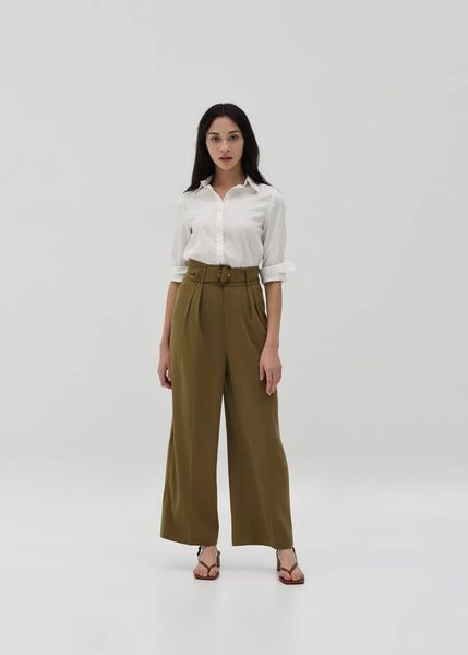 Love Bonito Leilani Belted Straight Leg Pants - Moss