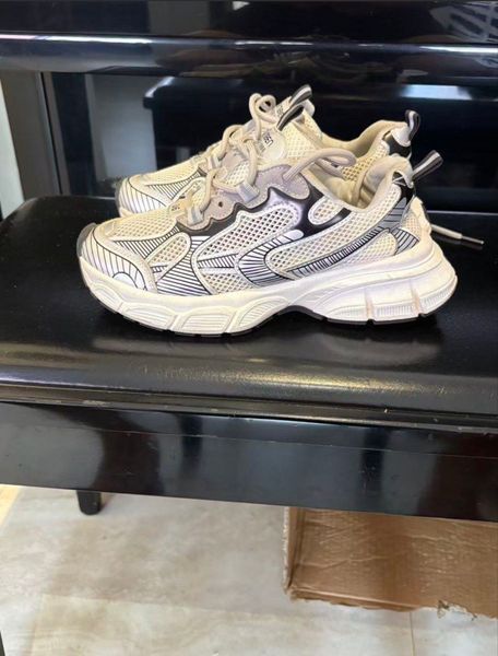 White and Black Mesh Chunky Platform Sneakers