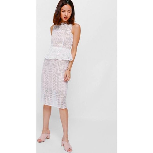 Love Bonito Oleanda Crochet Lace Peplum Dress