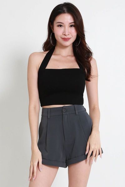 Carrislabelle Cloud Gabrielle Black Halter Neck Padded Crop Top