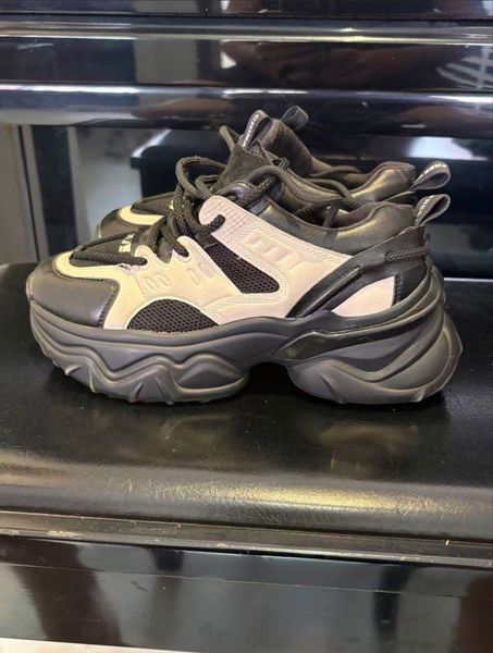 Black & Grey Chunky Platform Sneakers