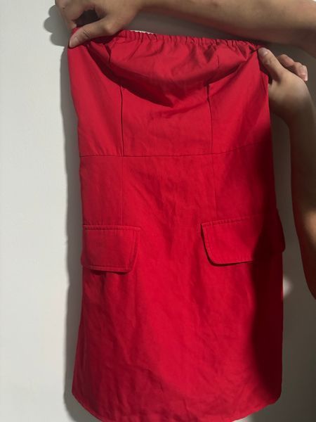 Red Casual Dress with Pockets