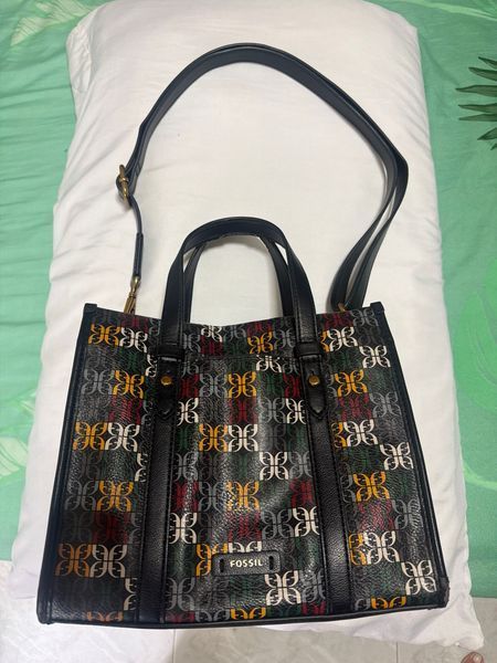 Fossil Monogram Patterned Tote Shoulder Bag