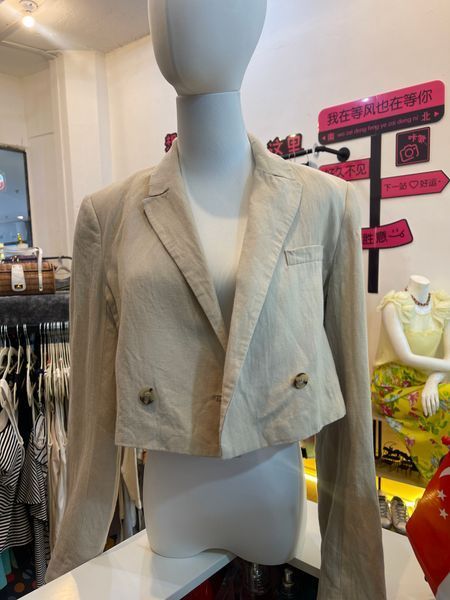 Women's Cropped Linen Blend Blazer