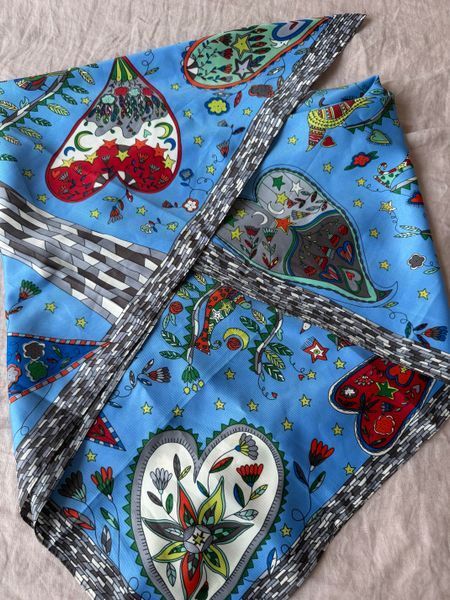 Sky Blue Large Silk Scarf