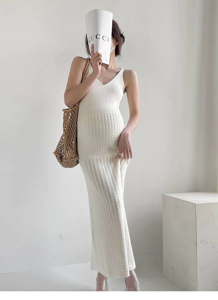 Braid Knit Tank Maxi Dress in Cream (Suitable for Preggy mummies too!)