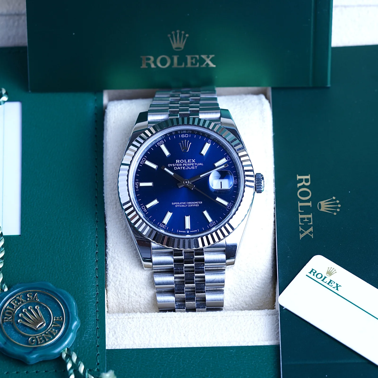 Rolex Datejust 41 Blue Fluted Jubilee 2019 126334