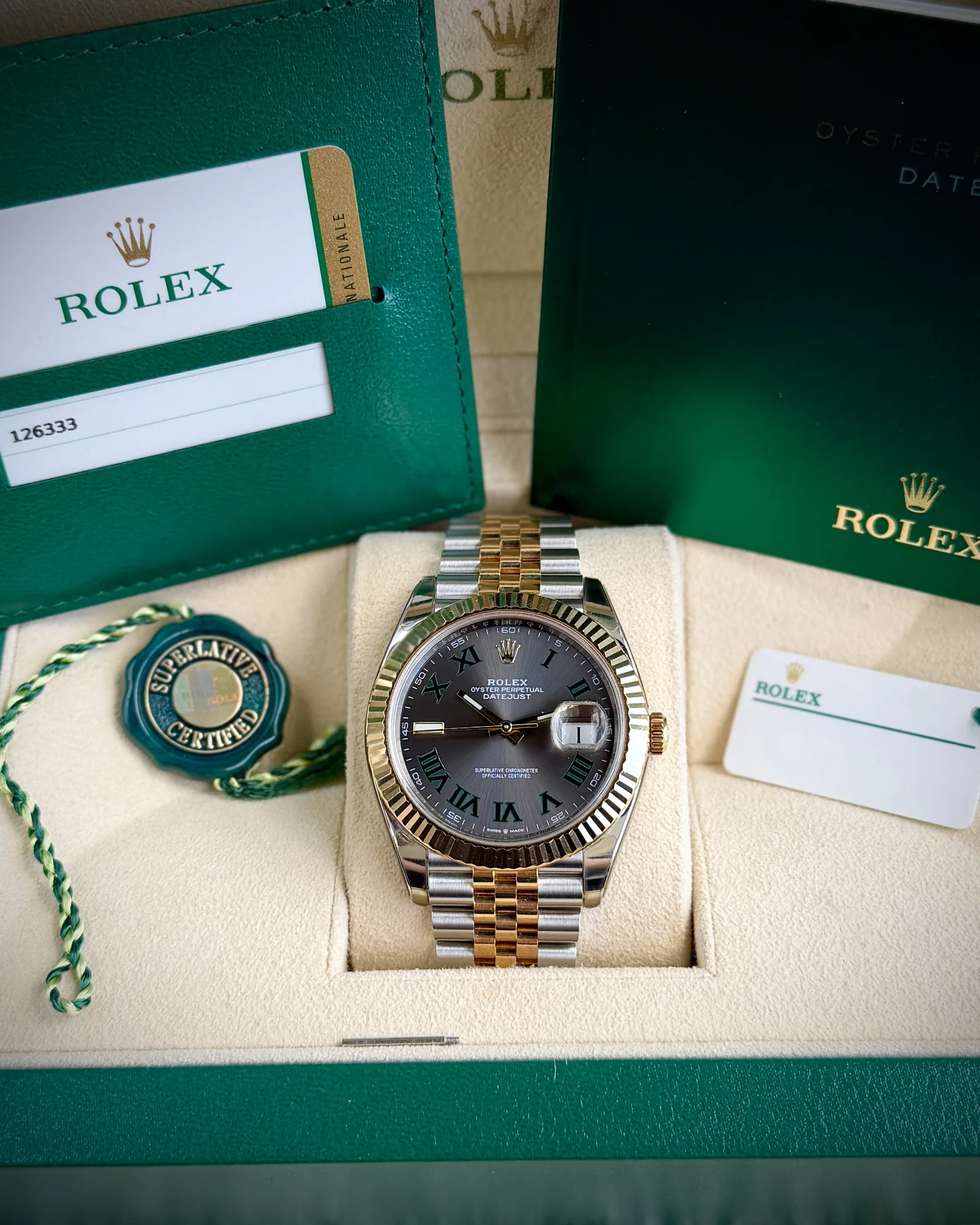 Rolex Datejust 41 Wimbledon Yellow Gold 2020
