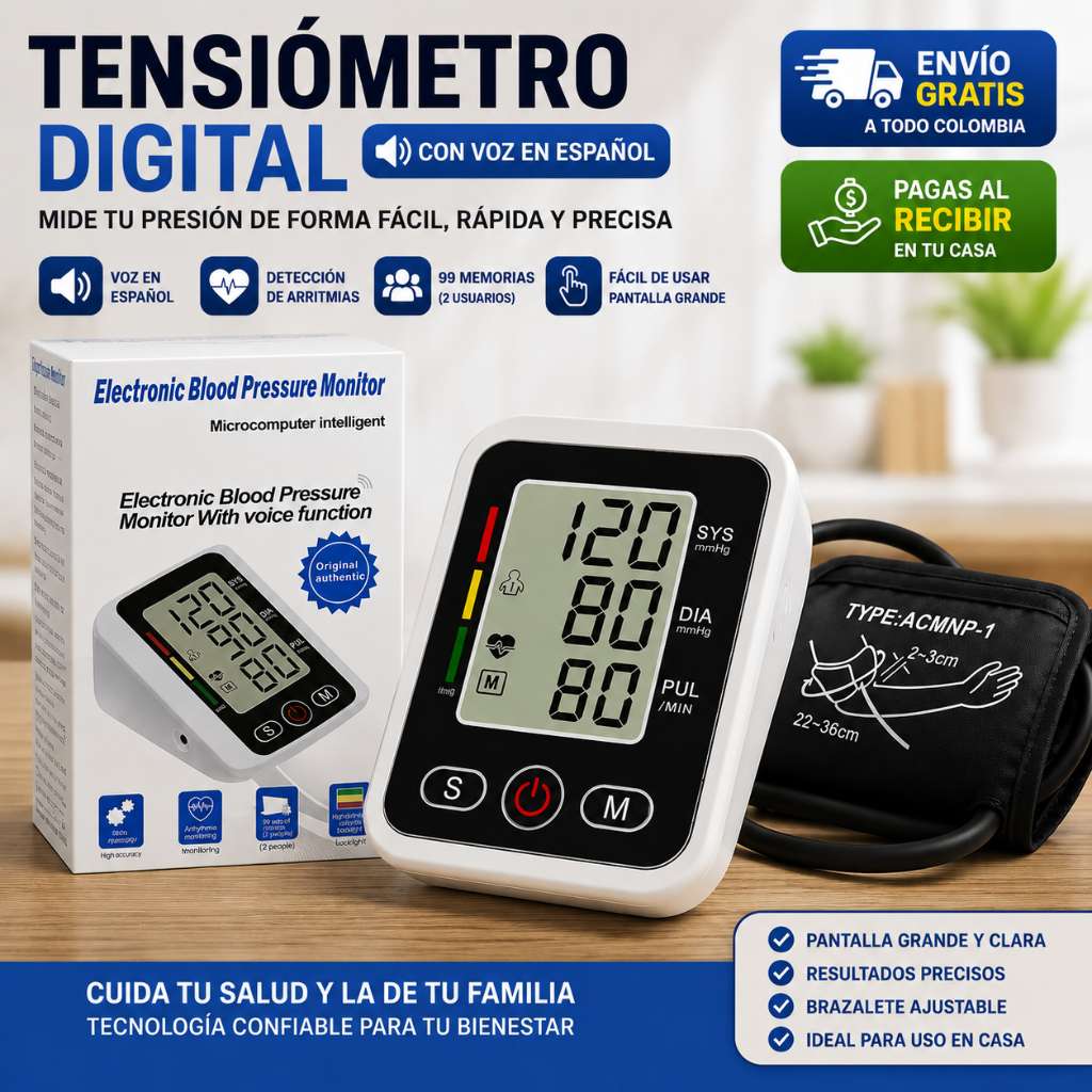Tensiómetro Digital de brazo con voz en español