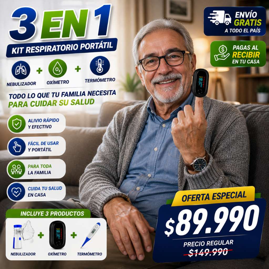 KIT NEBULIZARO 3 EN 1 (NEBULIZADOR + OXIMETRO + TERMOMETRO)