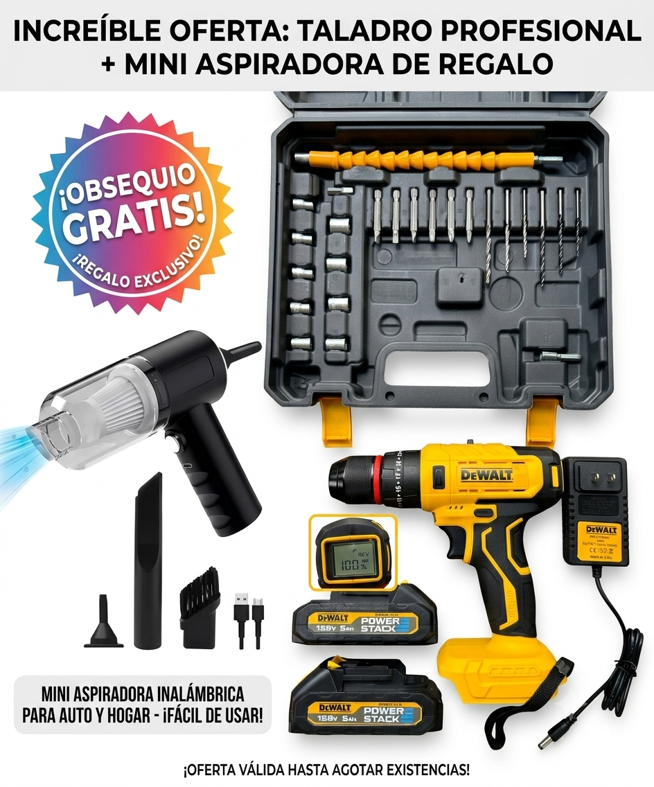 TALADRO DEWALT 128V + MINI ASPIRADORA