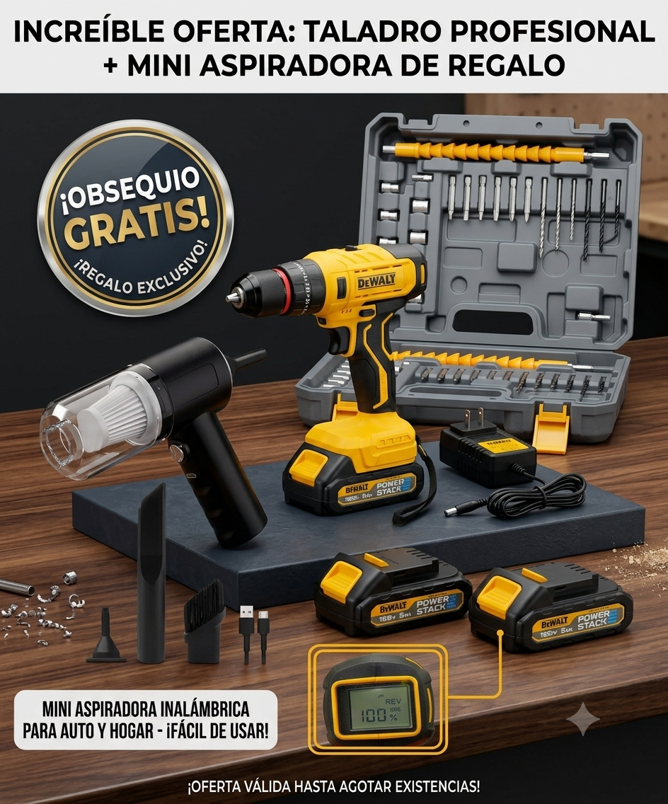 TALADRO DEWALT 128V + MINI ASPIRADORA - 2