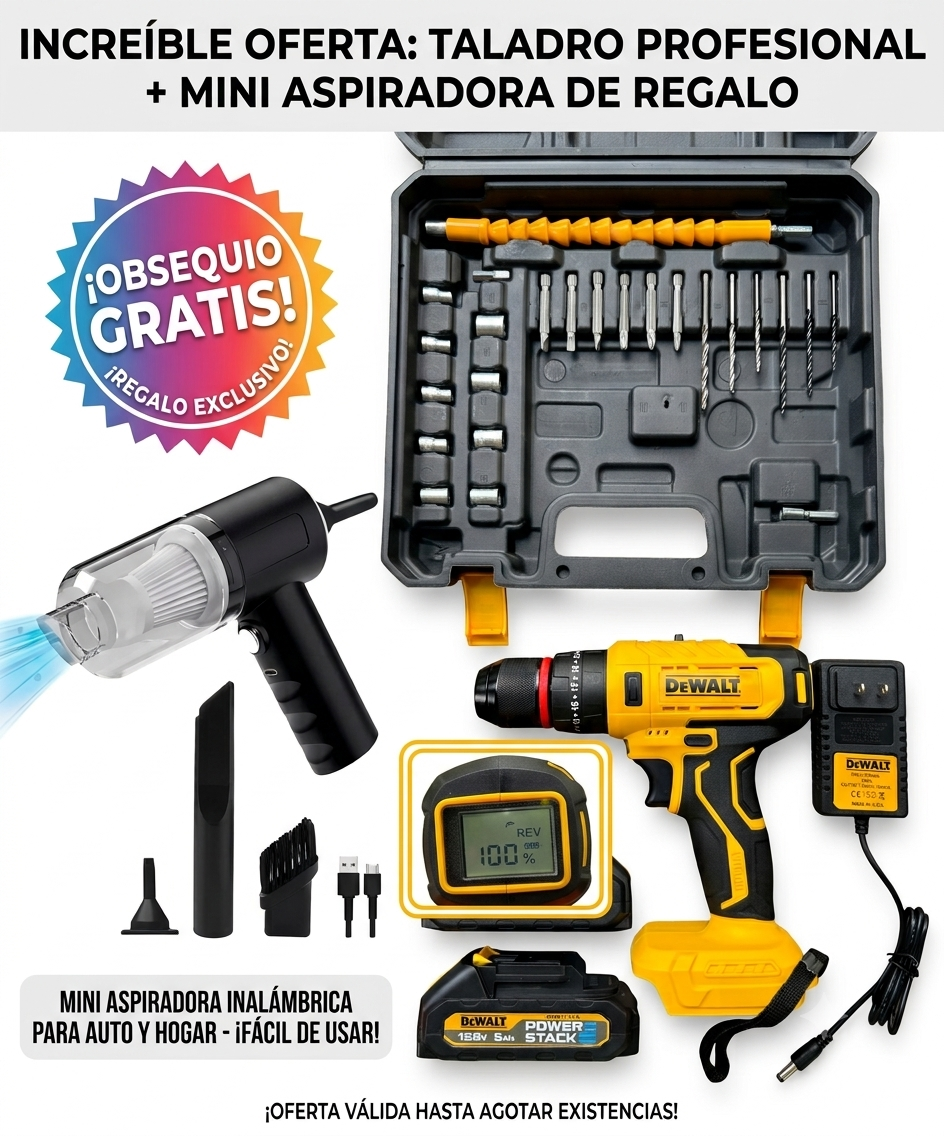 TALADRO DEWALT 128V + MINI ASPIRADORA - 3