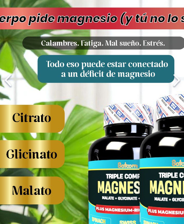 Sotcom | Triple Complex Magnesio | Malato, Glicinato y Citrato | 60 Cápsulas Veganas | Soporte Avanzado para Sueño, Músculos y Estrés | Con Plantas Ricas en Magnesio (Espinaca, Acelga)