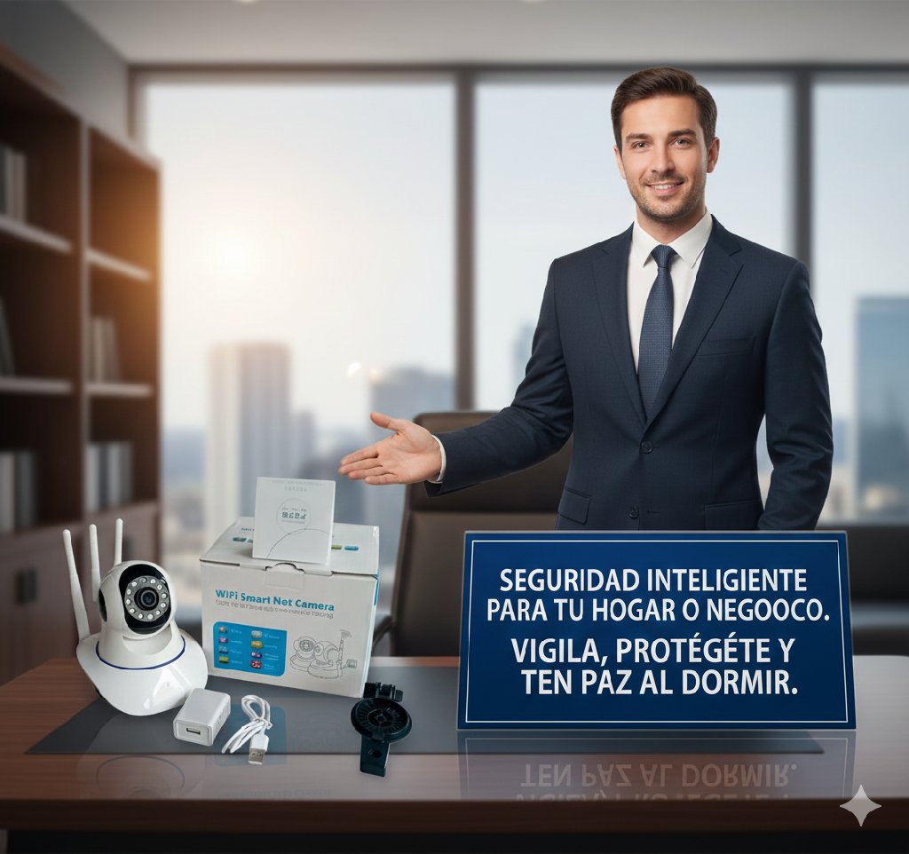 Cámara de Seguridad IP WiFi Smart Net | Vigilancia 360° Motorizada PTZ | Visión Nocturna y Audio Bidireccional | Fácil Monitoreo Remoto con App | Compatible iOS y Android