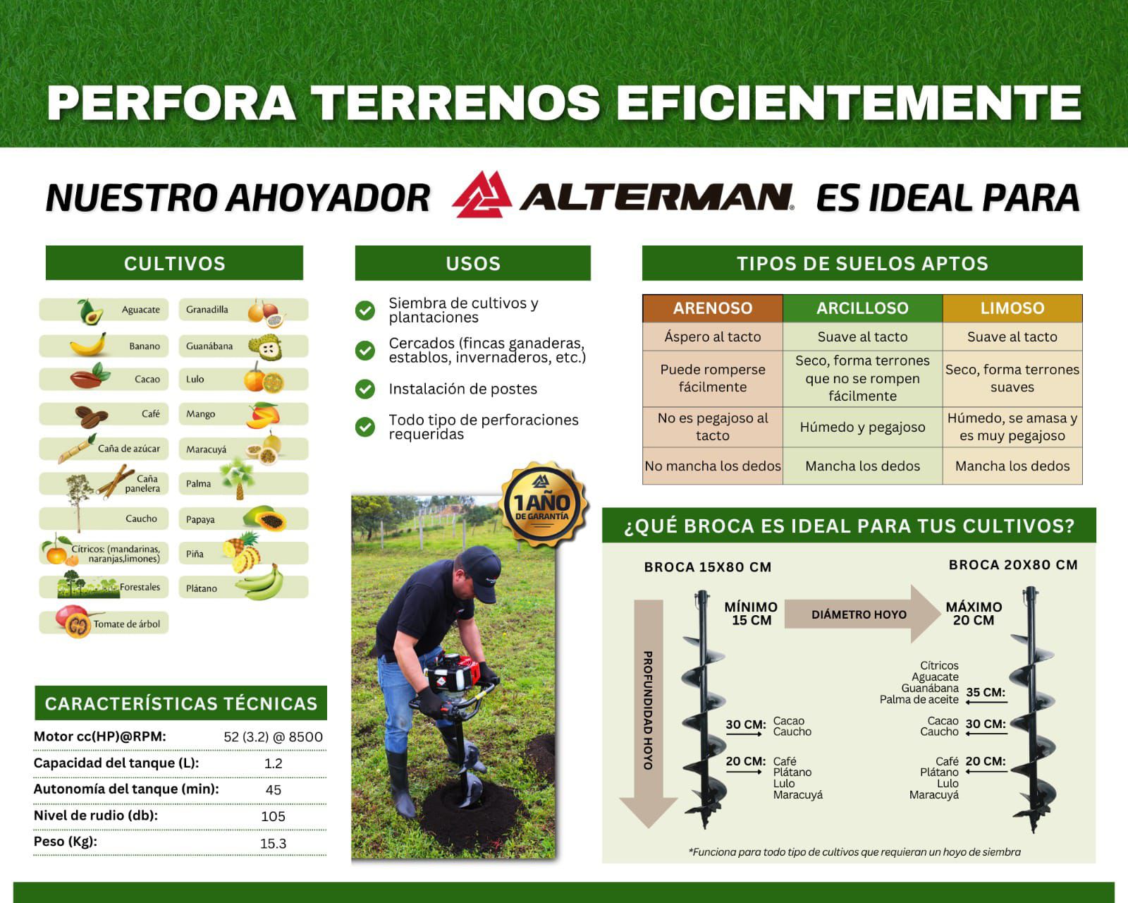 BROCA O BARRENO PARA AHOYADORA 10CM