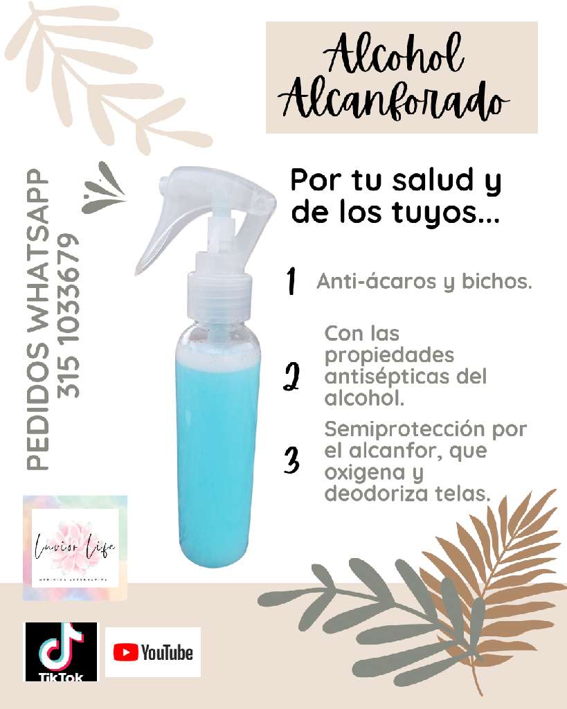 ALCOHOL ALCANFORADO ANTIÁCAROS.