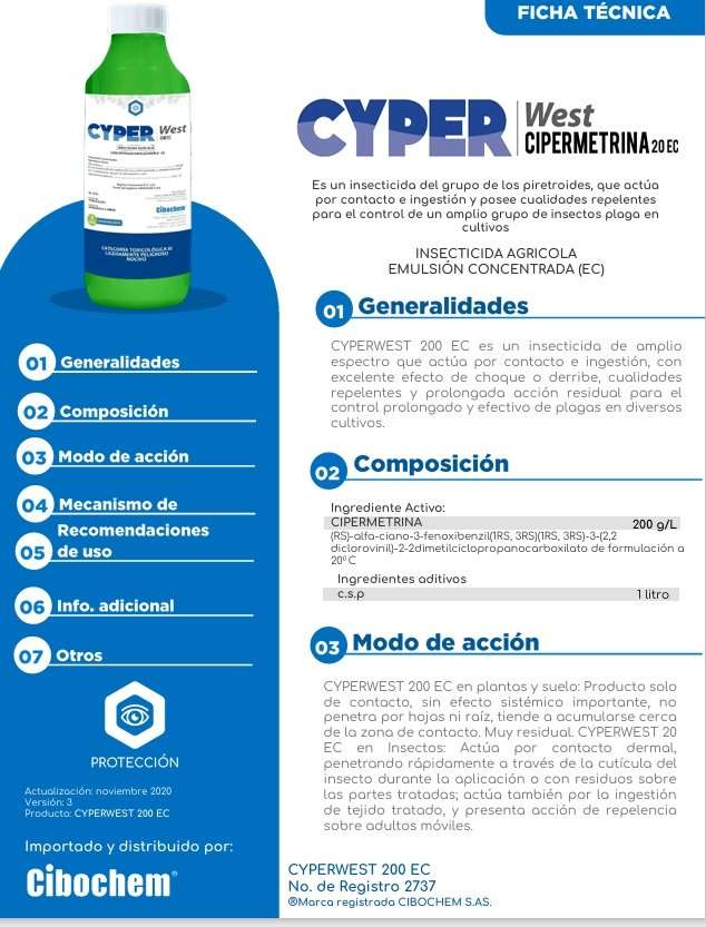 Cyperwest 200 Sc Insecticida Agricola