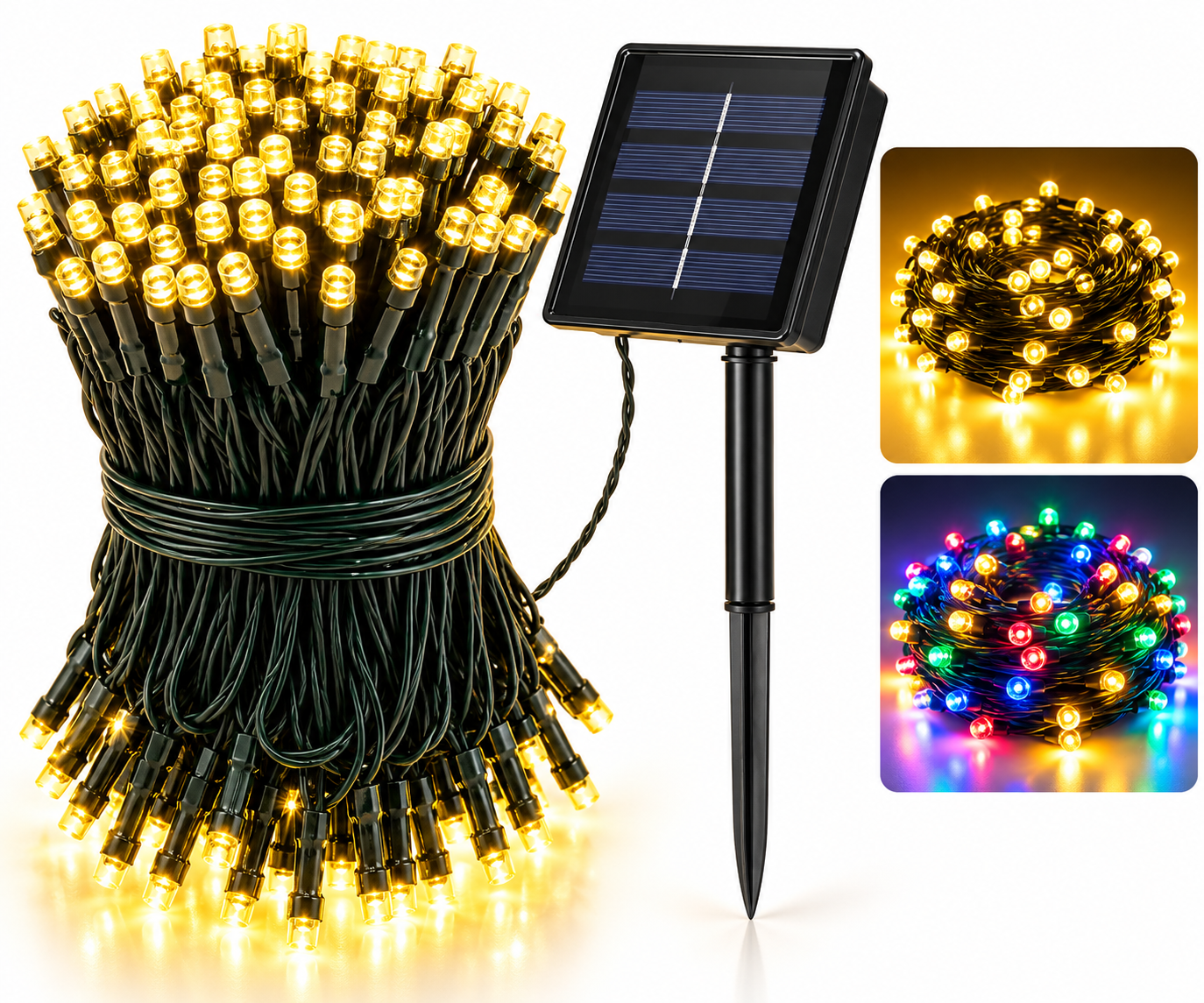 Luces navidad panel solar 100 led