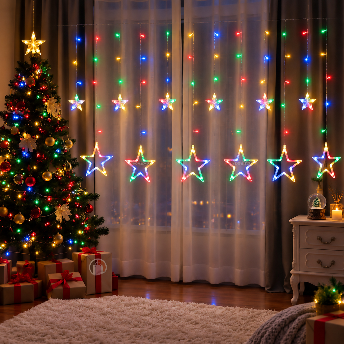 Cortina Punta Estrella Led 3 y 6 M