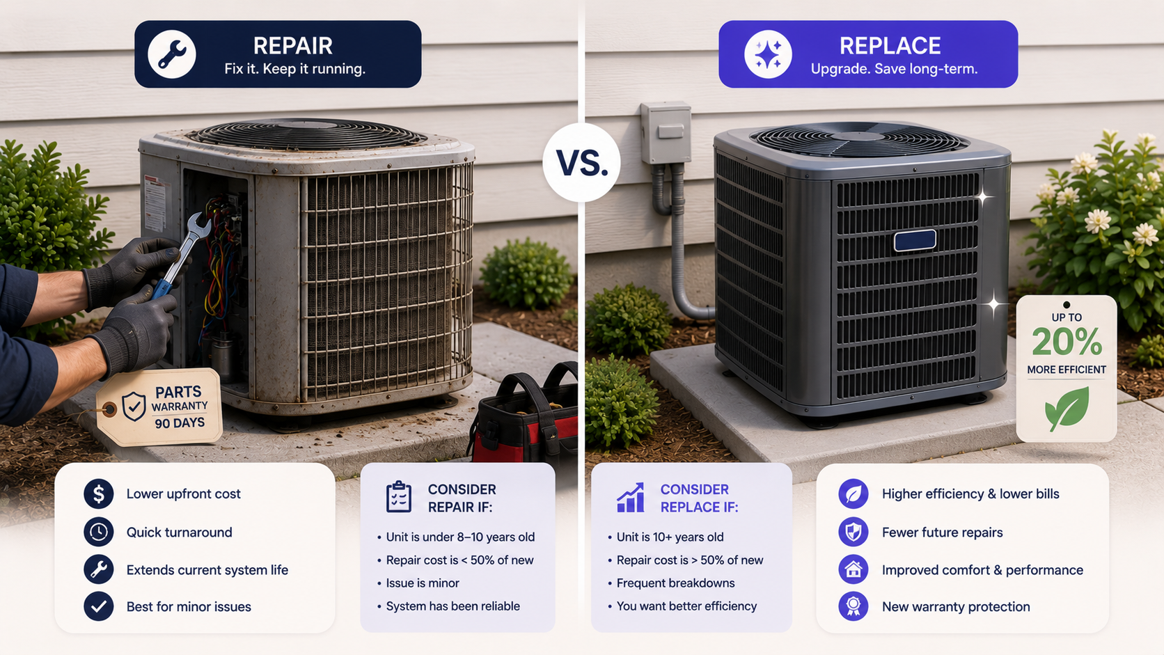 Repair vs replace HVAC and appliances