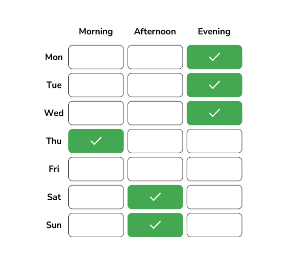 Image of availability selection within the product