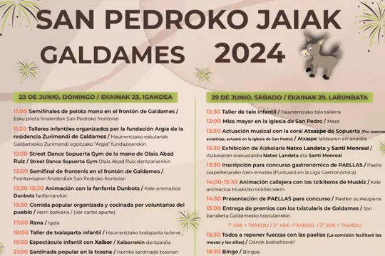 Programa Fiestas de San Pedro 2024 en Galdames