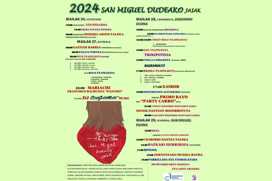 Programa Fiestas de San Miguel de Dudea 2024 (Amorebieta-Etxano)