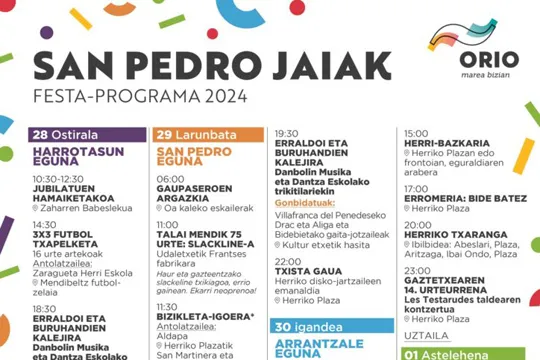 Programa Fiestas de San Pedro 2024 en Orio