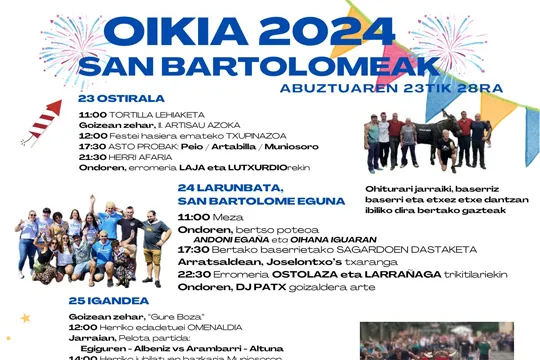 Programa Fiestas de Oikia 2024 (Zumaia)