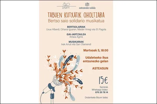 "Tabuen kutxatik oholtzara" bertso-saio solidario musikatua: Uxue Alberdi + Maider Arregi Markuleta + Oihana Iguaran + Eli Pagola