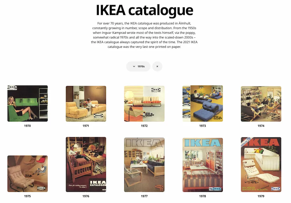 Todos los catálogos Ikea en formato papel publicados entre 1951 y 2021, digitalizados