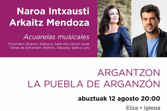 Musika klasikoko zikloa Araban 2023 (Argantzun): Naroa Intxausti + Arkaitz Mendoza (Donostiako Musika Hamabostaldia 2023)