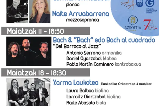 Musikaldia de primavera 2024 en Azkoitia: Bach & Bach