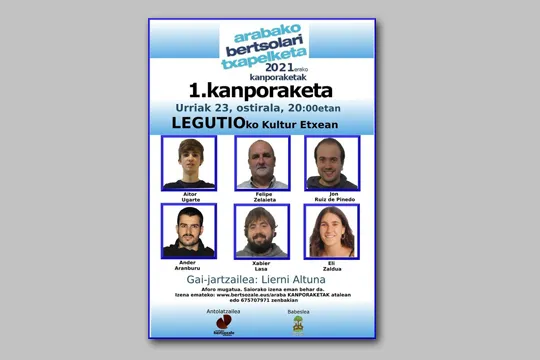 Arabako Bertsolari Txapelketa 2021 (Kanporaketak): Ander Aranburu + Xabier Lasa + Jon Ruiz de Pinedo + Aitor Ugarte + Eli Zaldua + Felipe Zelaieta