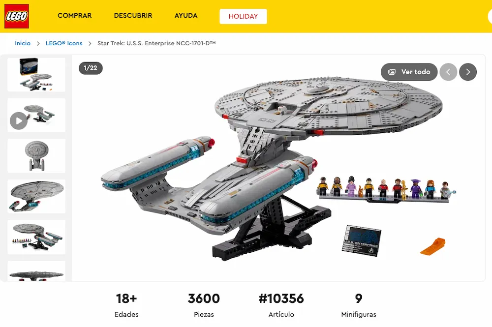 3.600 piezas de pura felicidad trekkie: el kit del USS Enterprise 1701-D con Picard, Riker, Data y compañía