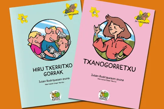 Presentación de los libros "Hiru txerritxo gorrak" y "Txanogorretxo", de Juan Rodriguez
