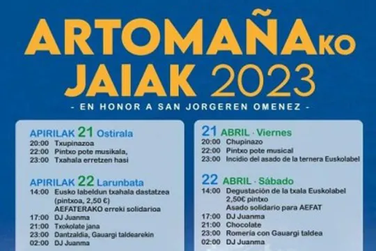 PROGRAMA DE FIESTAS ARTOMAÑA 2023 EN AMURRIO