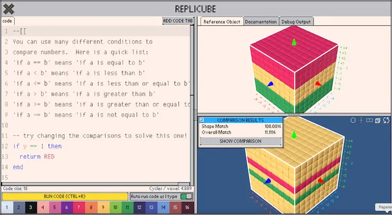 Un juego que combina puzles 3-D, vóxeles y el aprendizaje de la programación