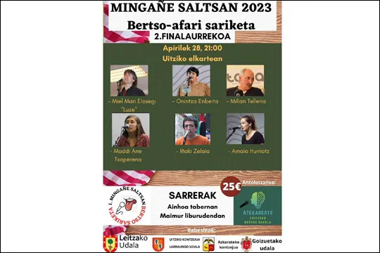 Mingañe Saltsan Bertso Sariketa 2023: 2. finalaurrekoa