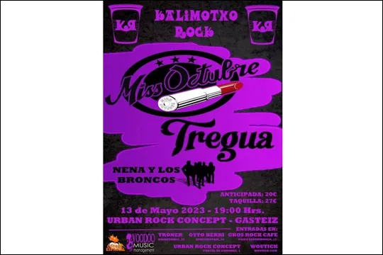 Kalimotxo Rock 2023: Miss Octubre + Tregua + Nena y Los Broncos