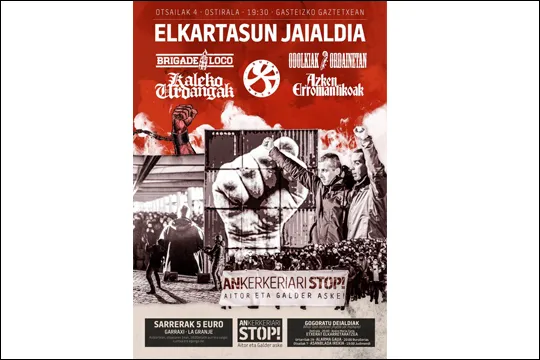 Elkartasun Jaialdia: Brigade Loco + Odolkiak Ordainetan + Kaleko Urdangak + Azken Erromantikoak + Sutan Klan