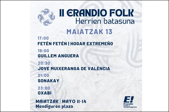 Erandio Folk 2023: Guillem Anguera + Jove Muixeranga de Valencia + Sonakay + Oxabi