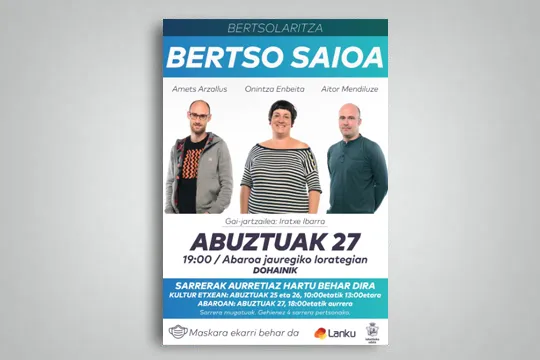 Bertso-saioa: Amets Arzallus + Onintza Enbeita + Aitor Mendiluze