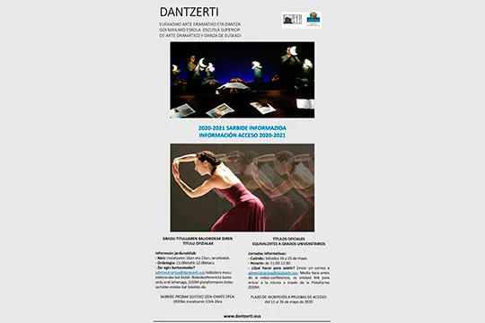 Segundas jornadas informativas online sobre Dantzerti y las pruebas de acceso 2020-2021