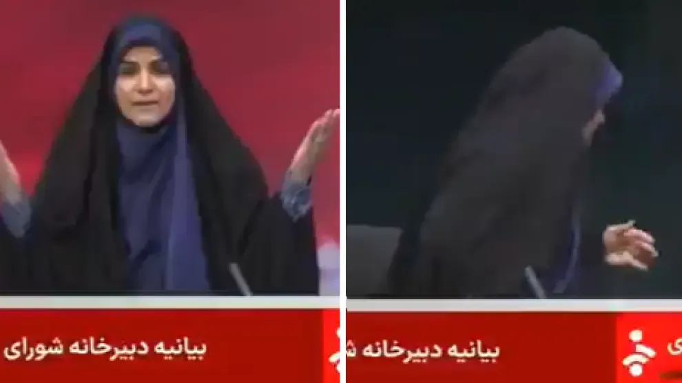 El momento en el que Israel bombardea la TV iraní y una presentadora tiene que huir en directo