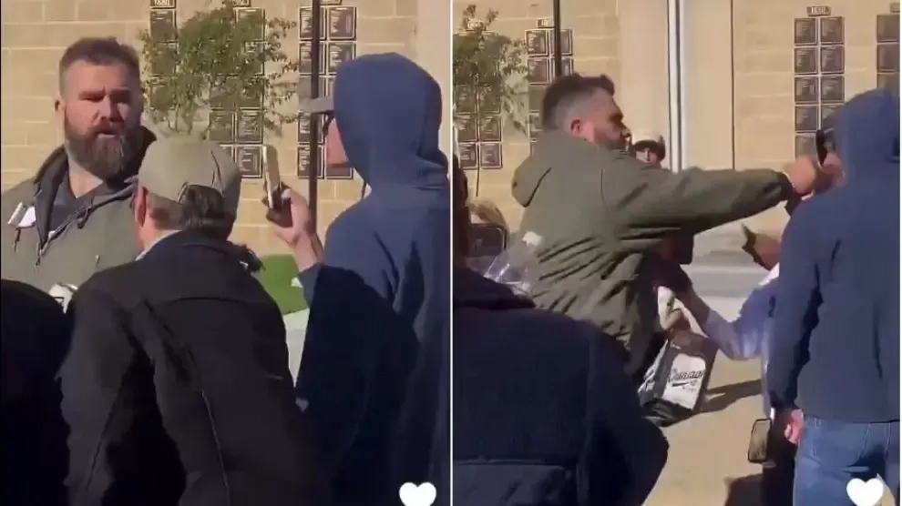 Jason Kelce destroza el móvil de un fan que llamó a su hermano "marica" por salir con Taylor Swift