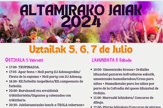 Altamirako Jaiak 2024: egitaraua (Ordizia)