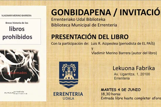 Presentación de libro: "Breve historia de los libros prohibidos" (Vladimir Merino Barrera)